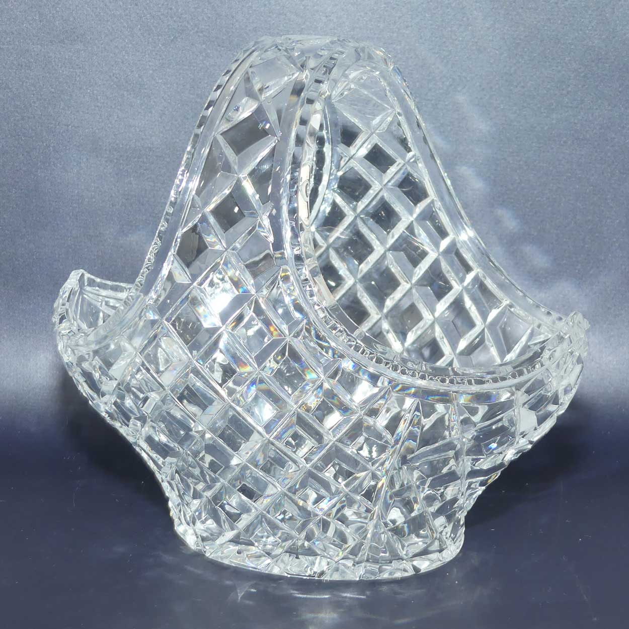 Traditional Diamond Cut Crystal basket with finely facetted rim