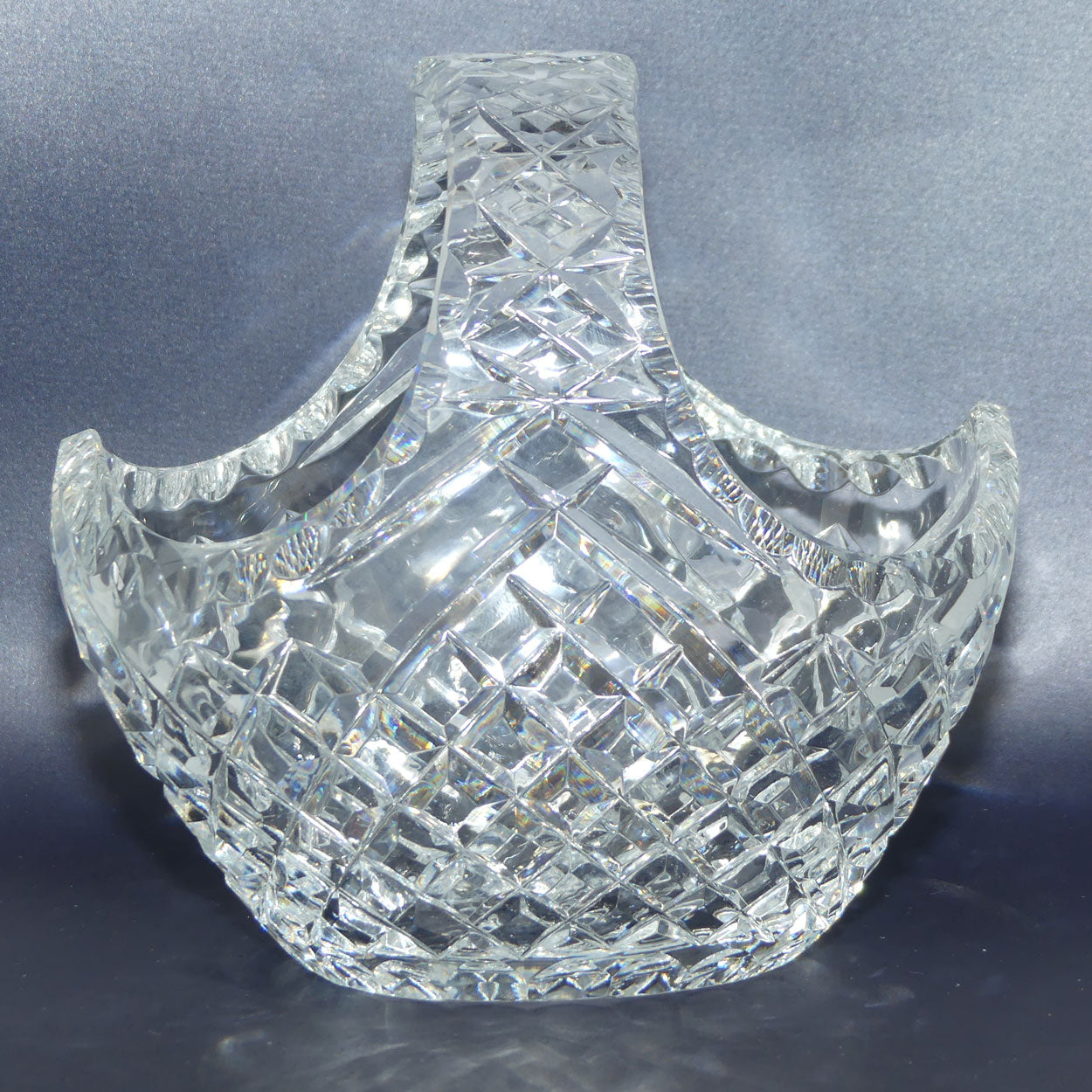 Traditional Diamond Cut Crystal basket | 17cm tall