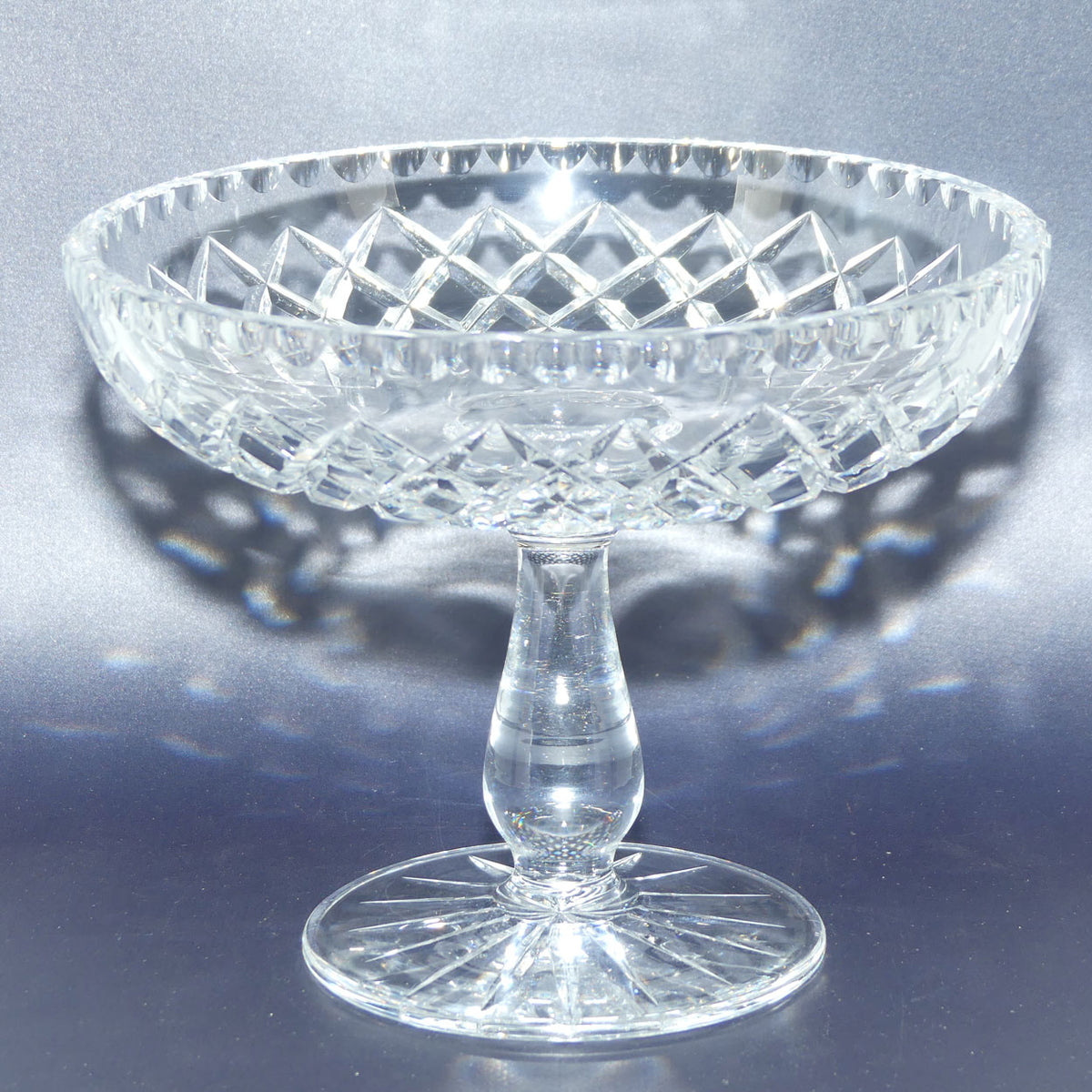 Diamond cut Crystal fruit comport | 19.5cm diameter