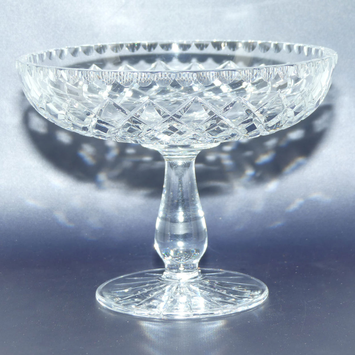 Diamond cut Crystal fruit comport | 19.5cm diameter
