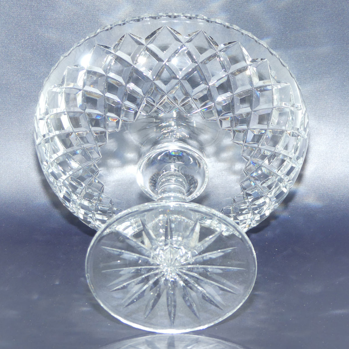 Diamond cut Crystal fruit comport | 19.5cm diameter