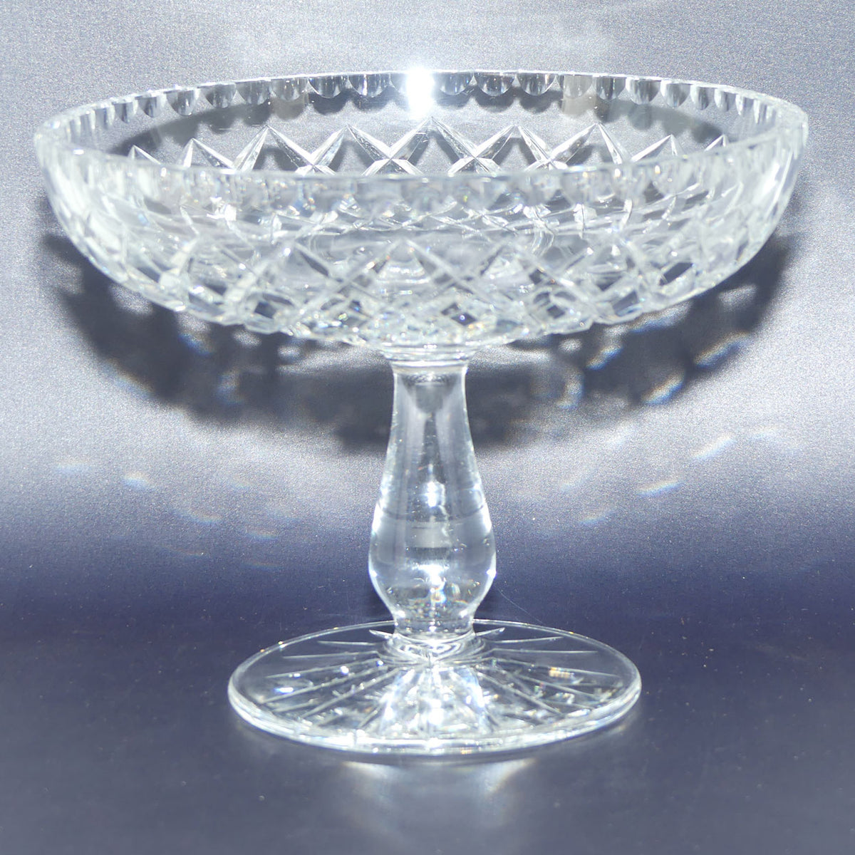 Diamond cut Crystal fruit comport | 19.5cm diameter