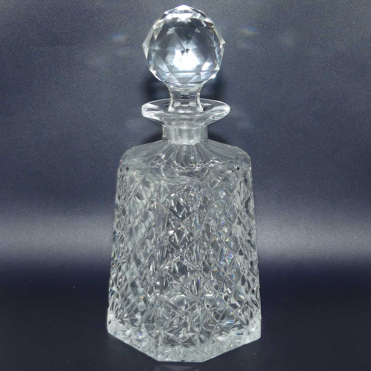 Old Style Diamond Cut Crystal tapering Square decanter
