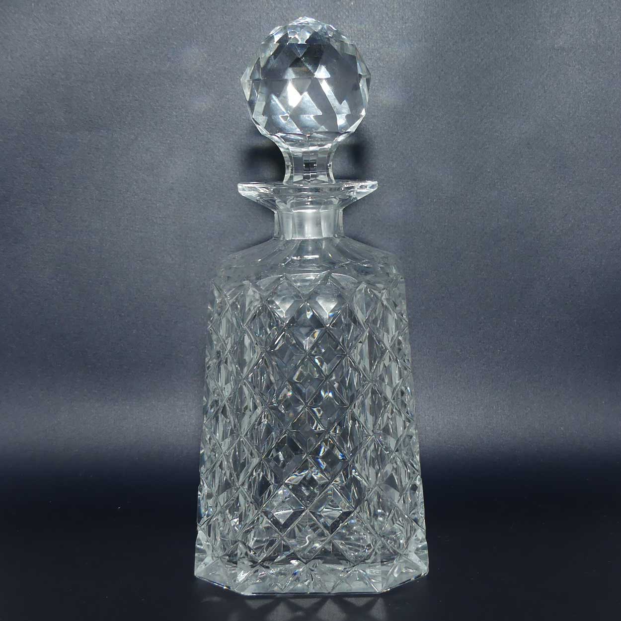 Old Style Diamond Cut Crystal tapering Square decanter