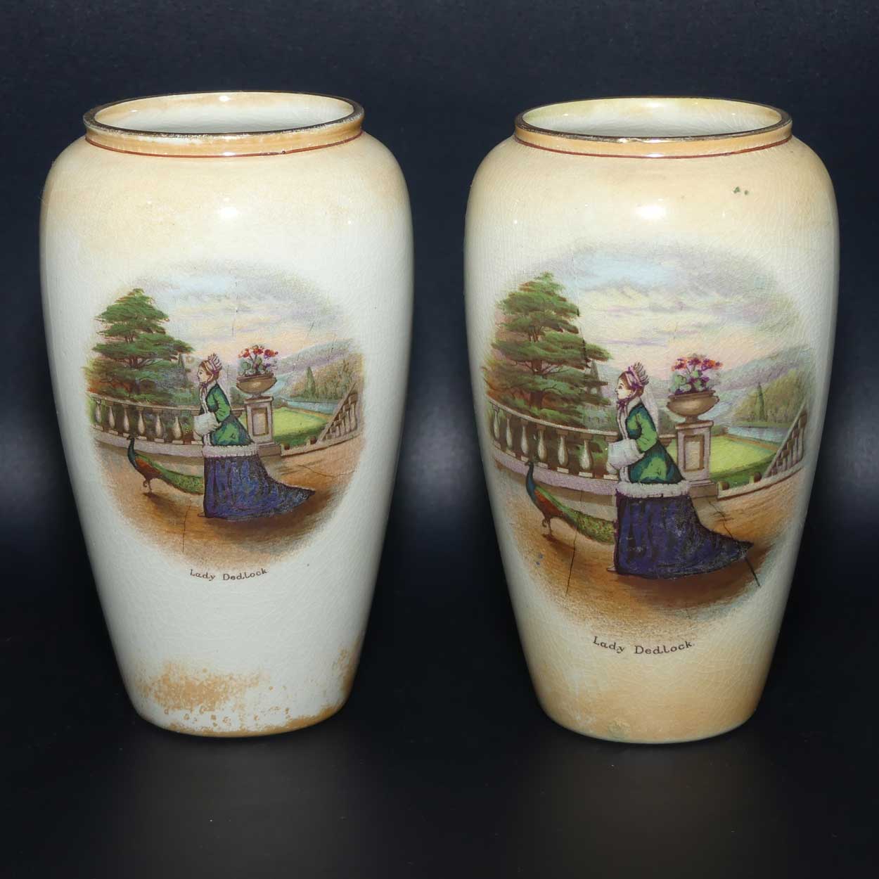 Pair of Dickens Grimwades England Lustre vases