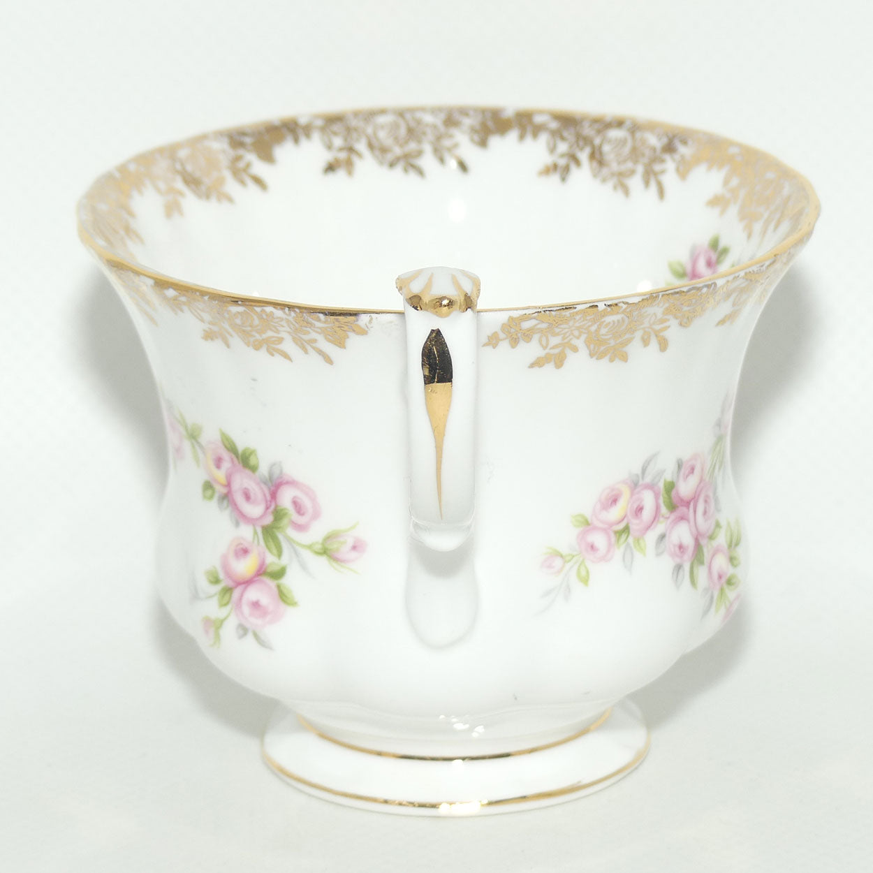 Royal Albert Bone China England Dimity Rose tea trio | Patterned backstamp