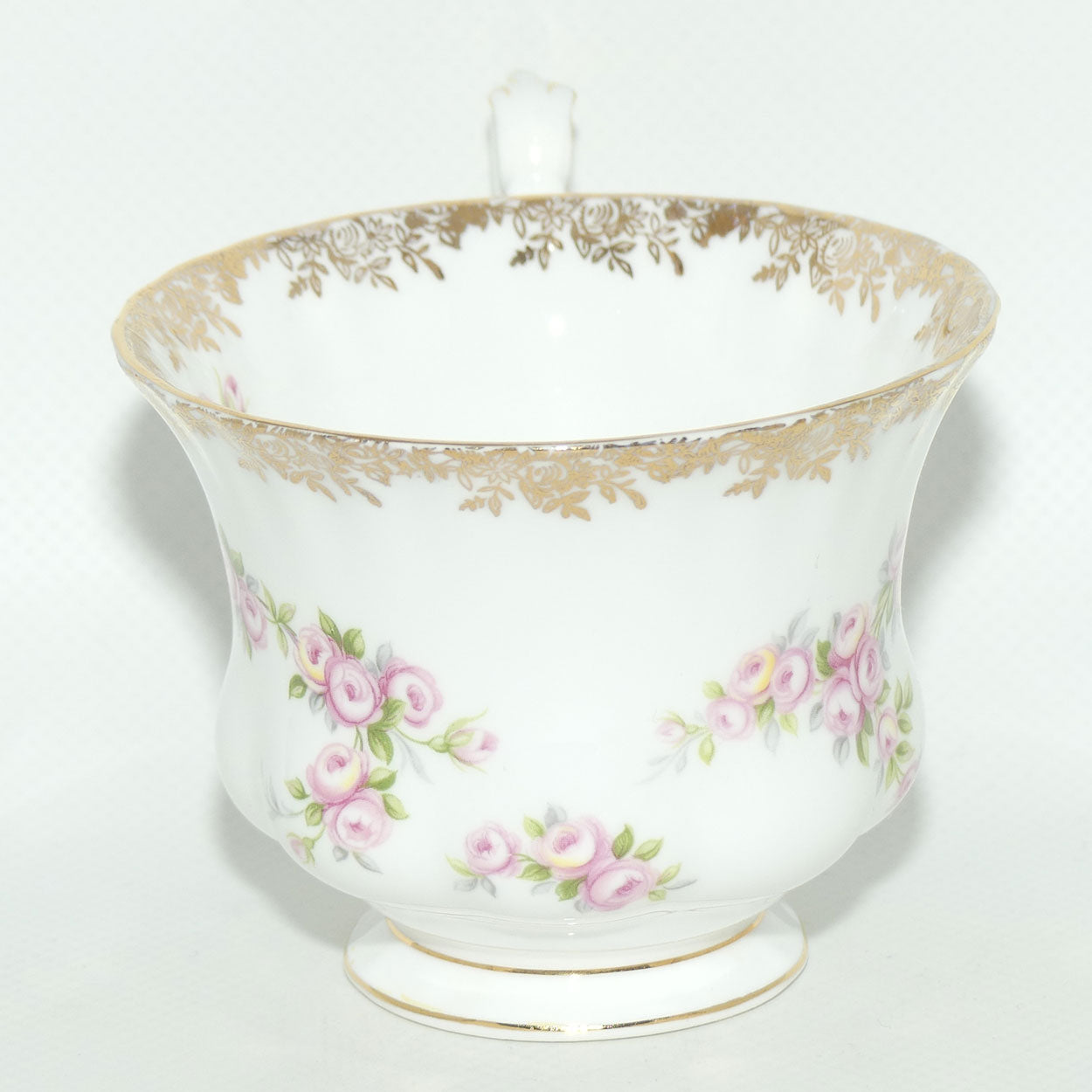 Royal Albert Bone China England Dimity Rose tea trio | Patterned backstamp