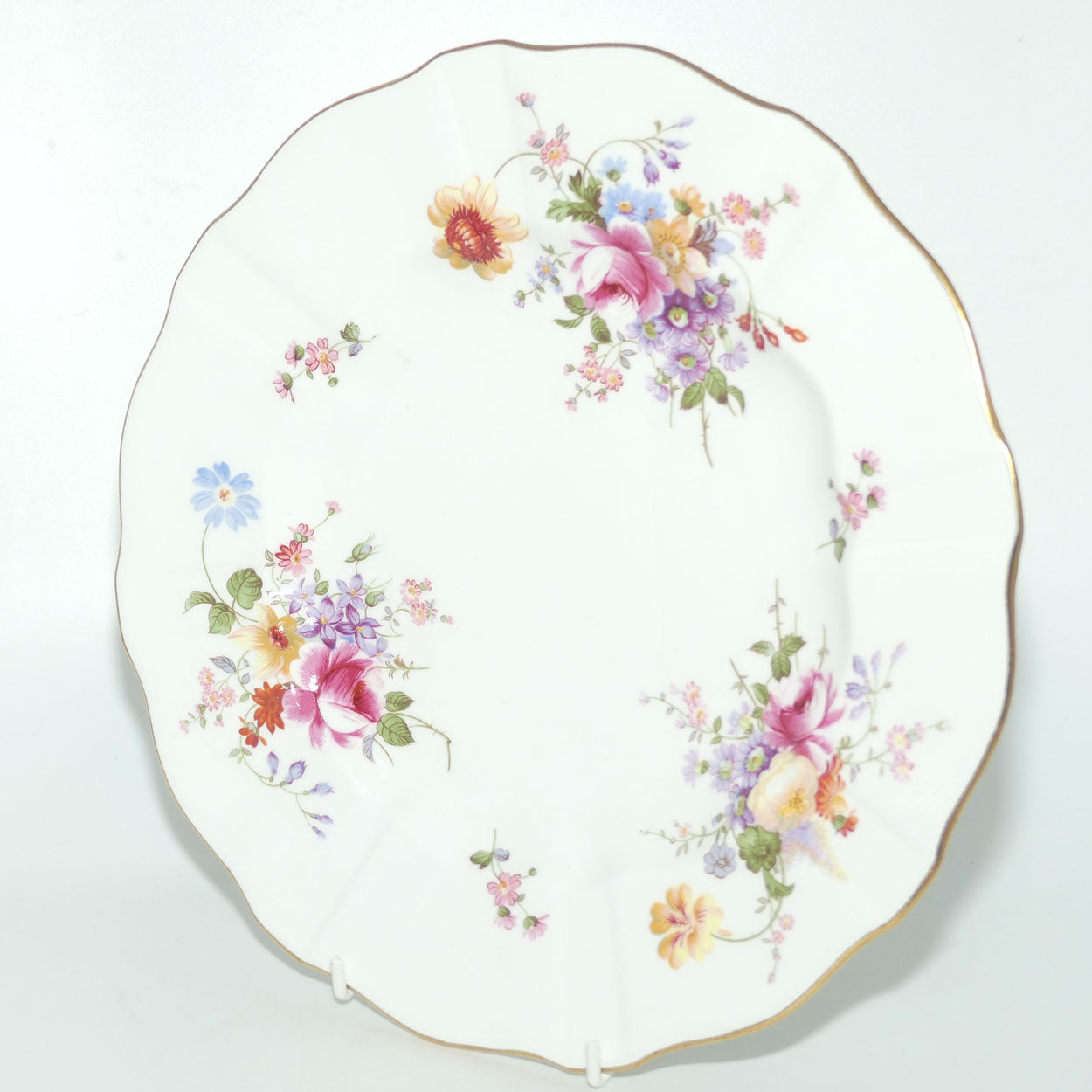 Royal Crown Derby Derby Posies pair of dinner plates | Light Green backstamp | 26.5cms diam