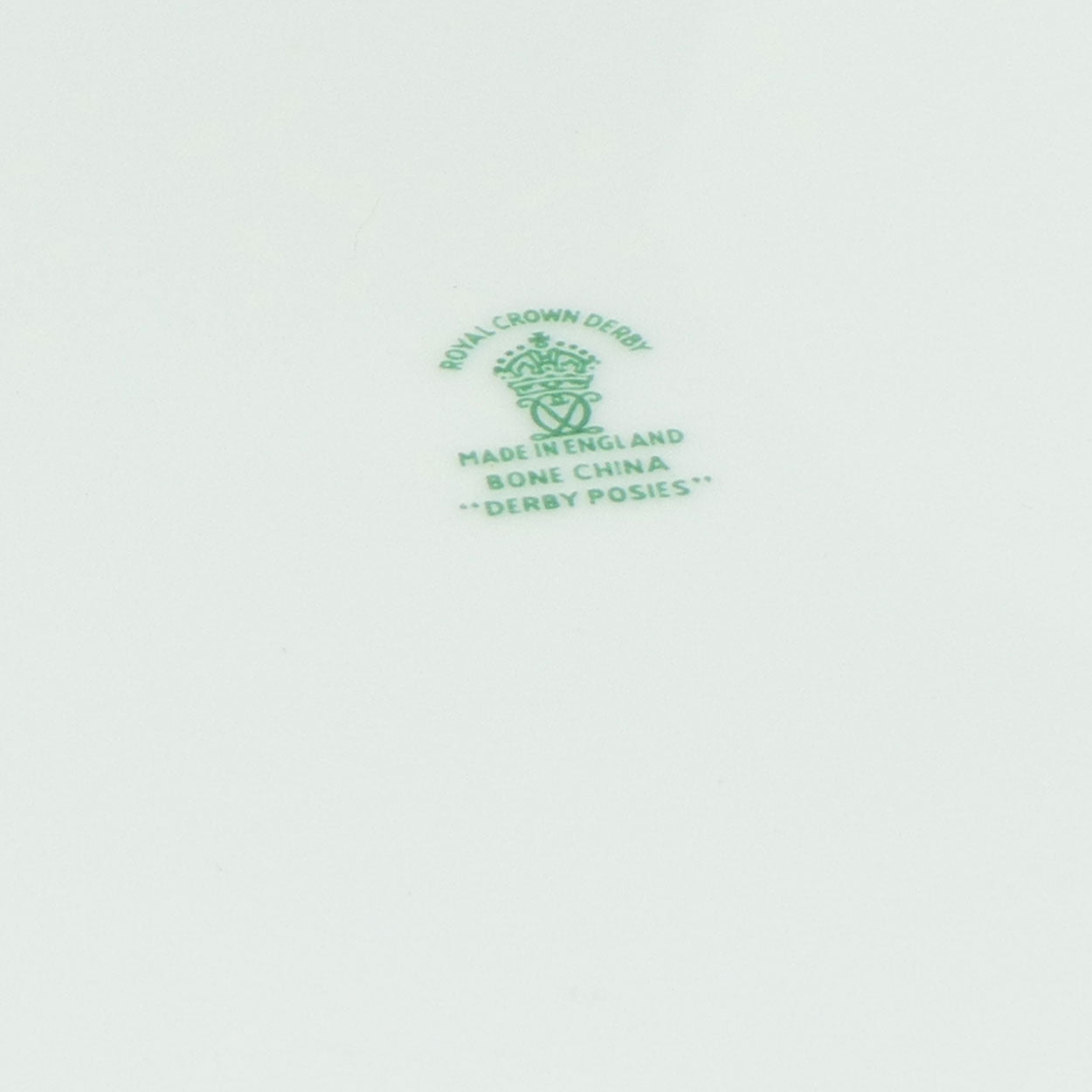 Royal Crown Derby Derby Posies pair of dinner plates | Light Green backstamp | 26.5cms diam
