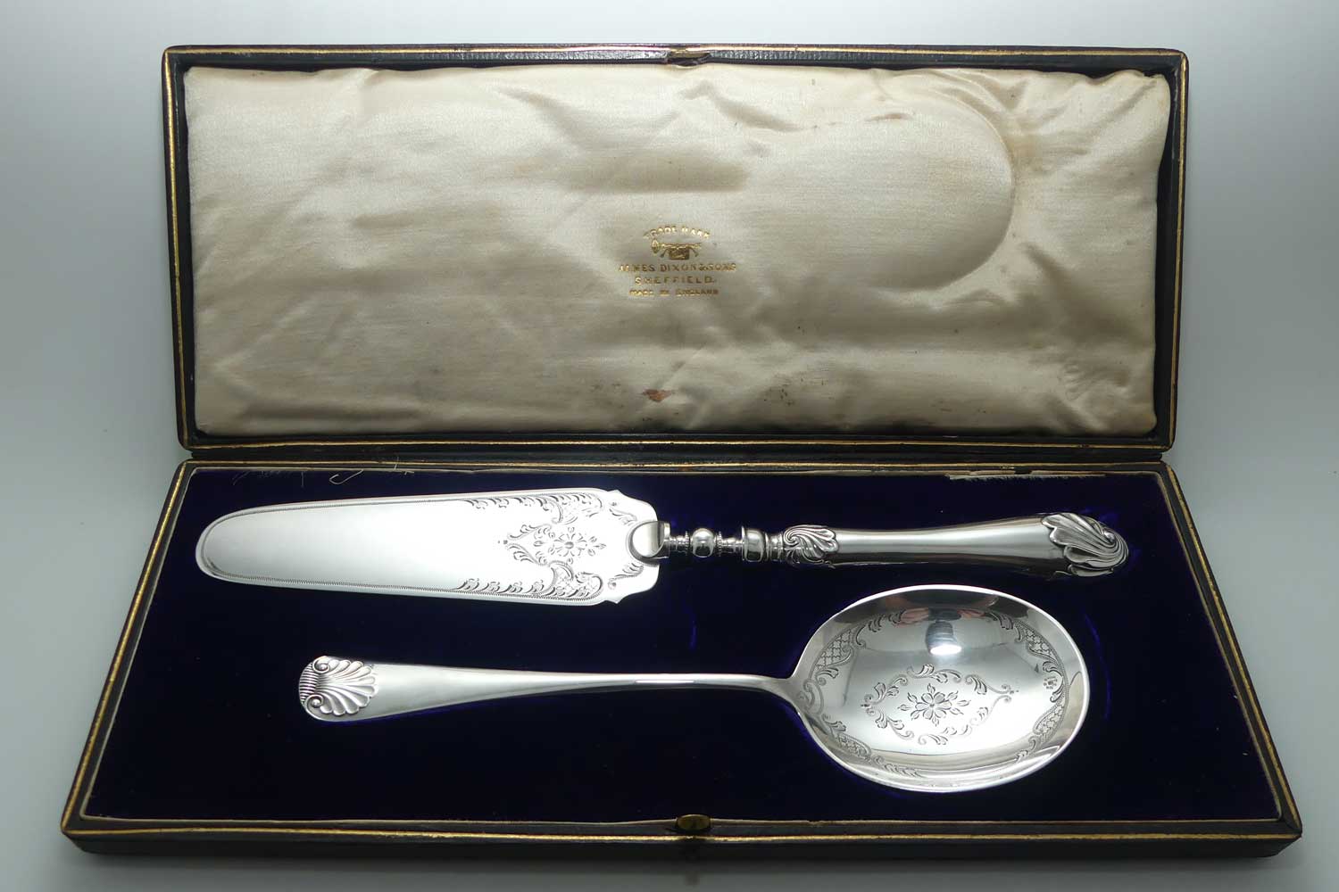 Boxed pair of Silver plated servers | James Dixon and Son Sheffield