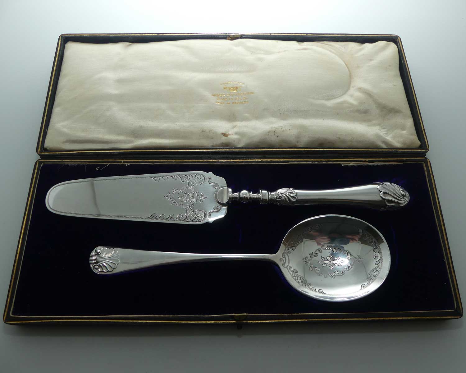 Boxed pair of Silver plated servers | James Dixon and Son Sheffield
