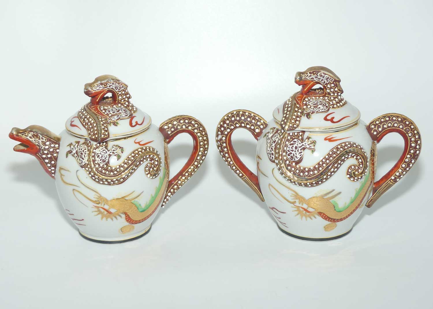 Japanese Moriage Dragonware 3 piece tea set