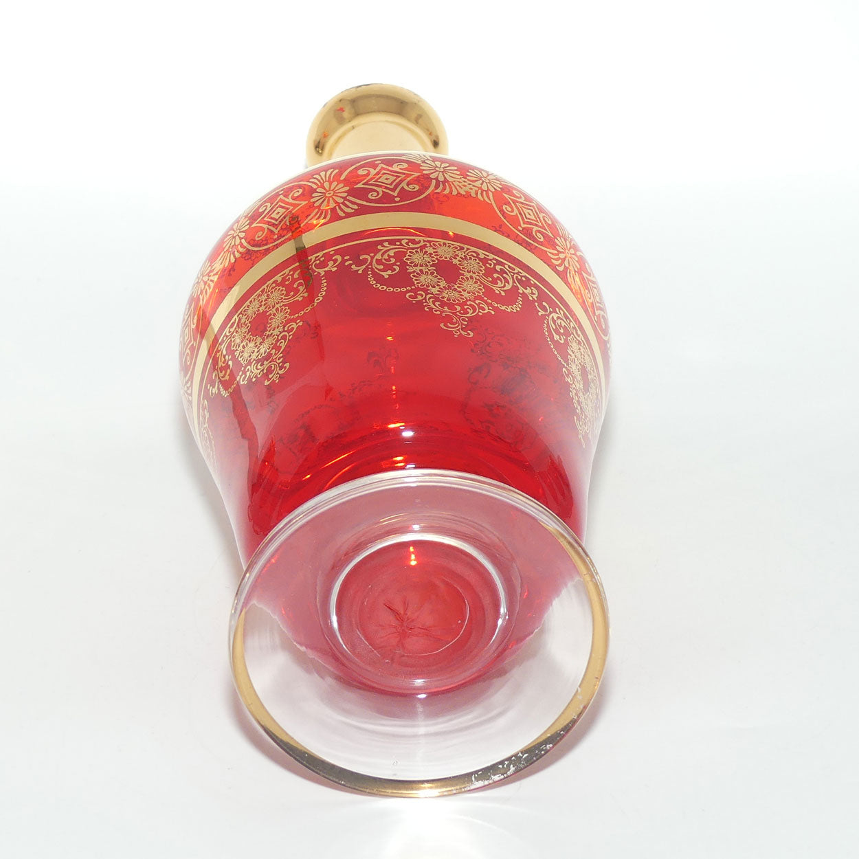 Vintage Retro | Mid Century Ruby Glass decanter and 8 glasses