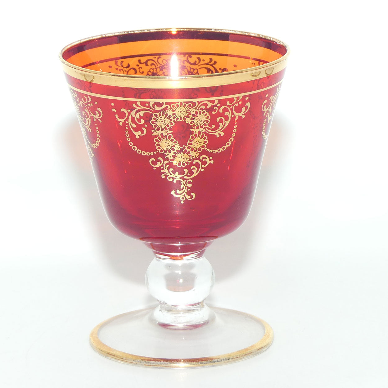 Vintage Retro | Mid Century Ruby Glass decanter and 8 glasses