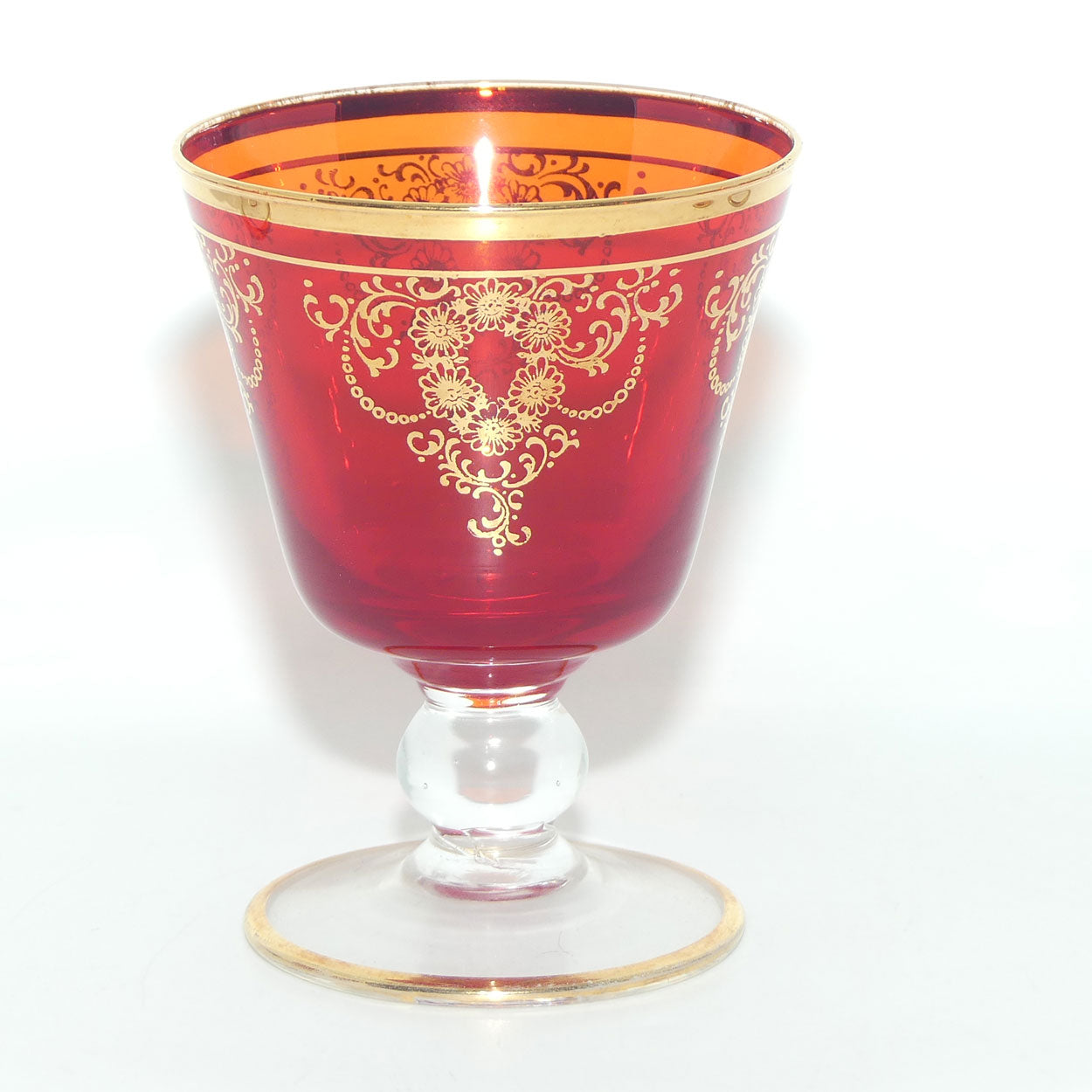 Vintage Retro | Mid Century Ruby Glass decanter and 8 glasses