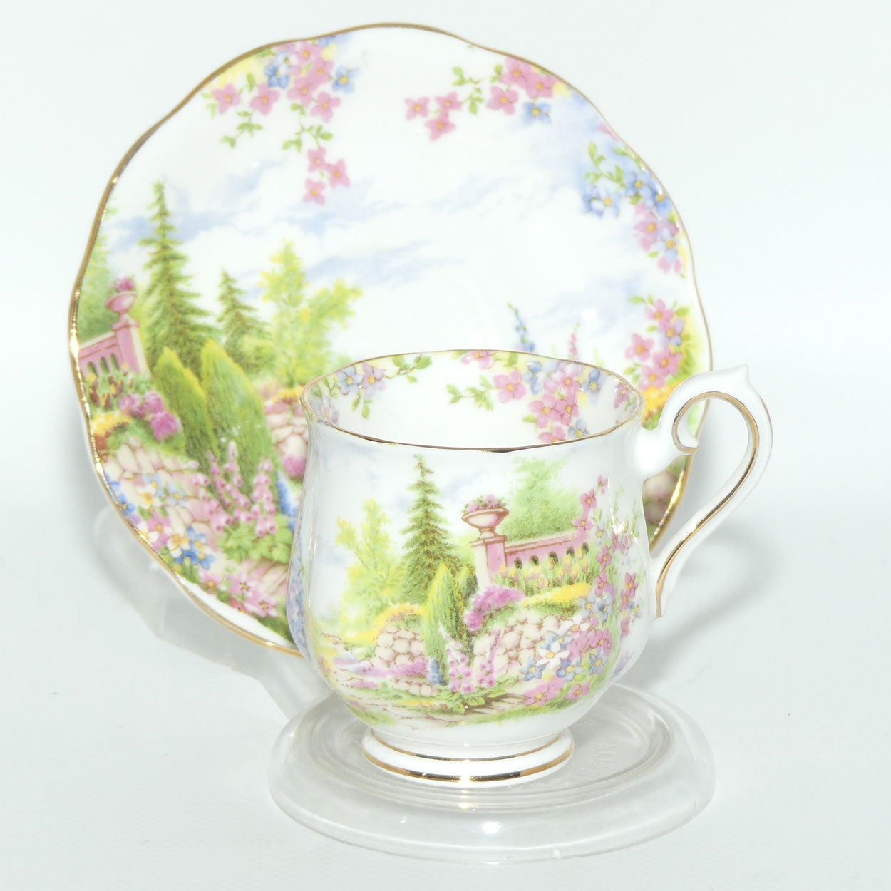 Royal Albert Bone China Kentish Rockery pattern duo | coffee size | older Hampton shape