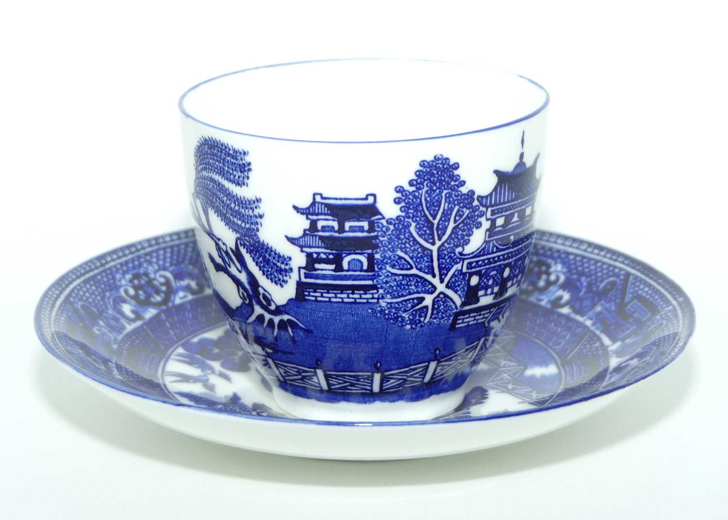 Royal Doulton Flow Blue Willow tea duo