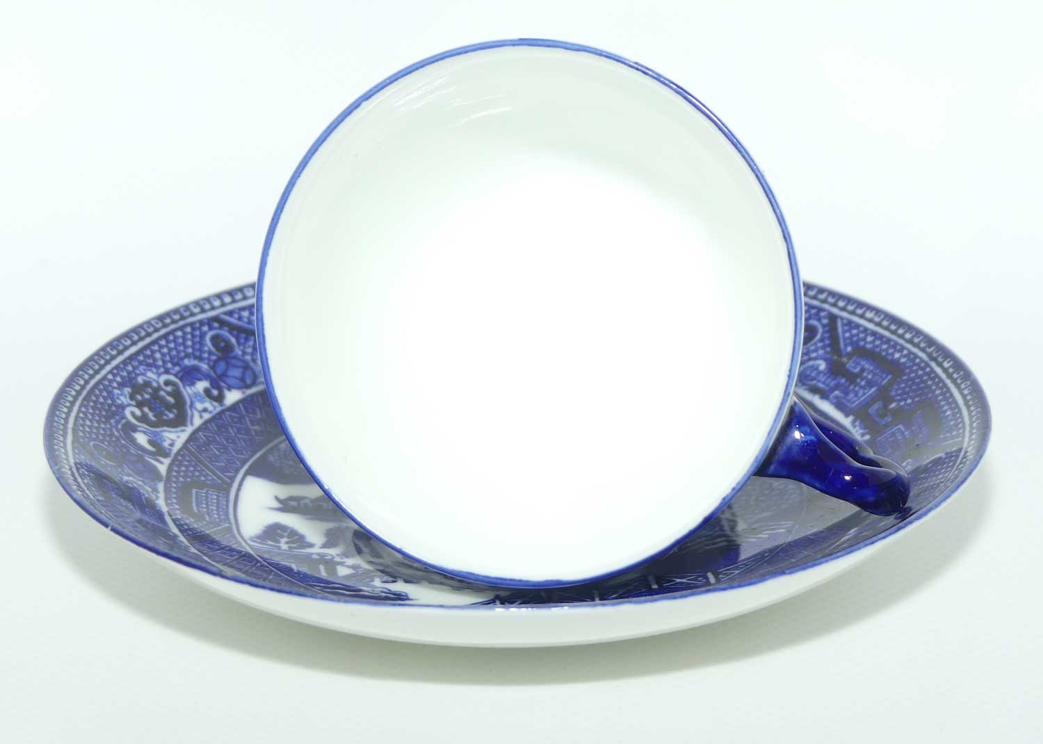 Royal Doulton Flow Blue Willow tea duo