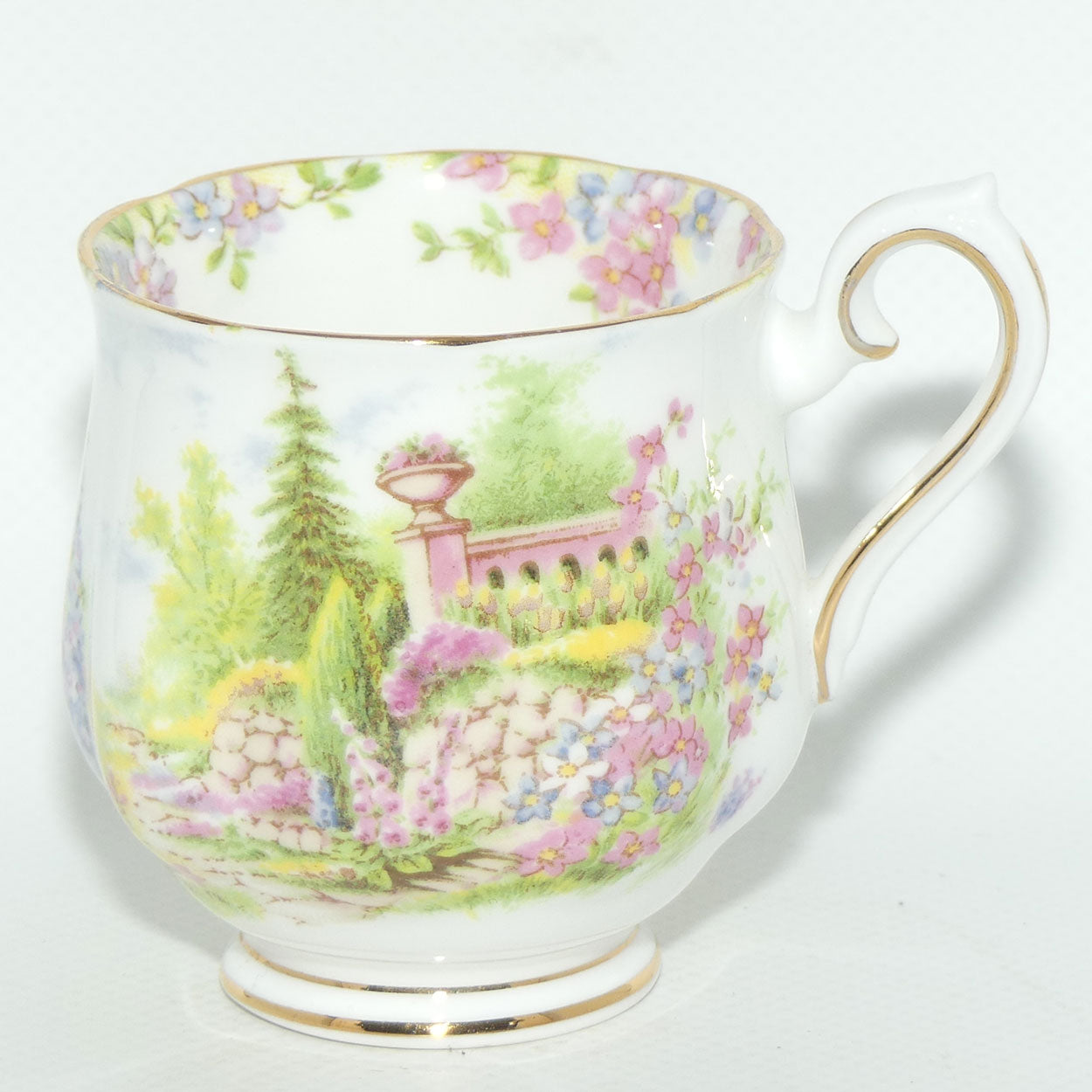 Royal Albert Bone China Kentish Rockery pattern duo | coffee size | older Hampton shape
