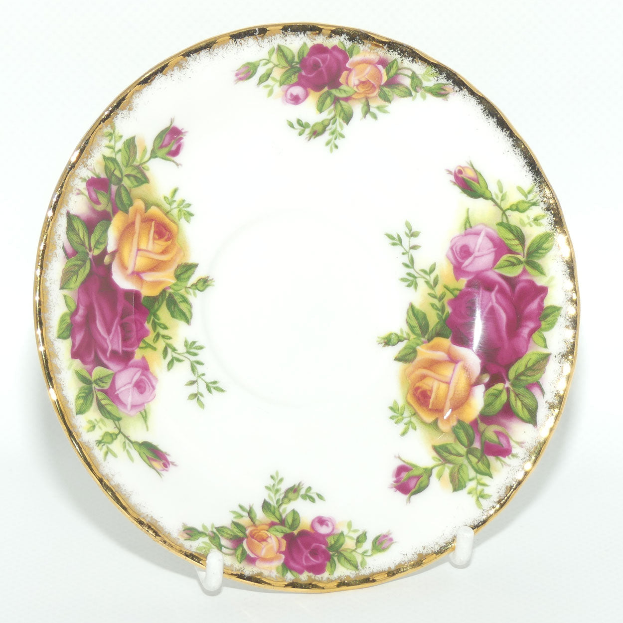 Royal Albert Bone China England Old Country Roses coffee duo | © 1962 Royal Albert Ltd backstamp