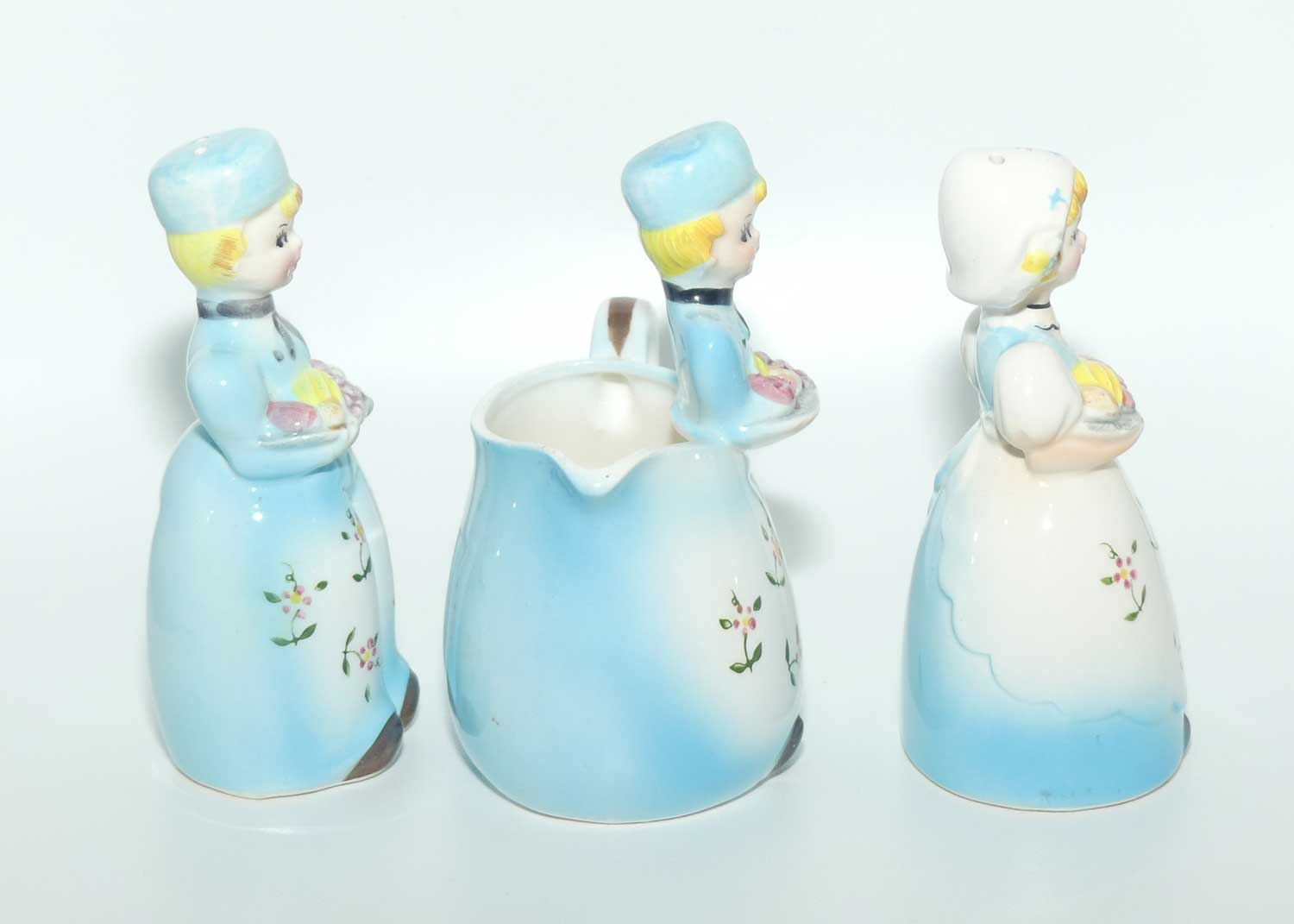 Vintage Retro Kitsch Dutch Boy and Dutch Girl 6 piece cruet set