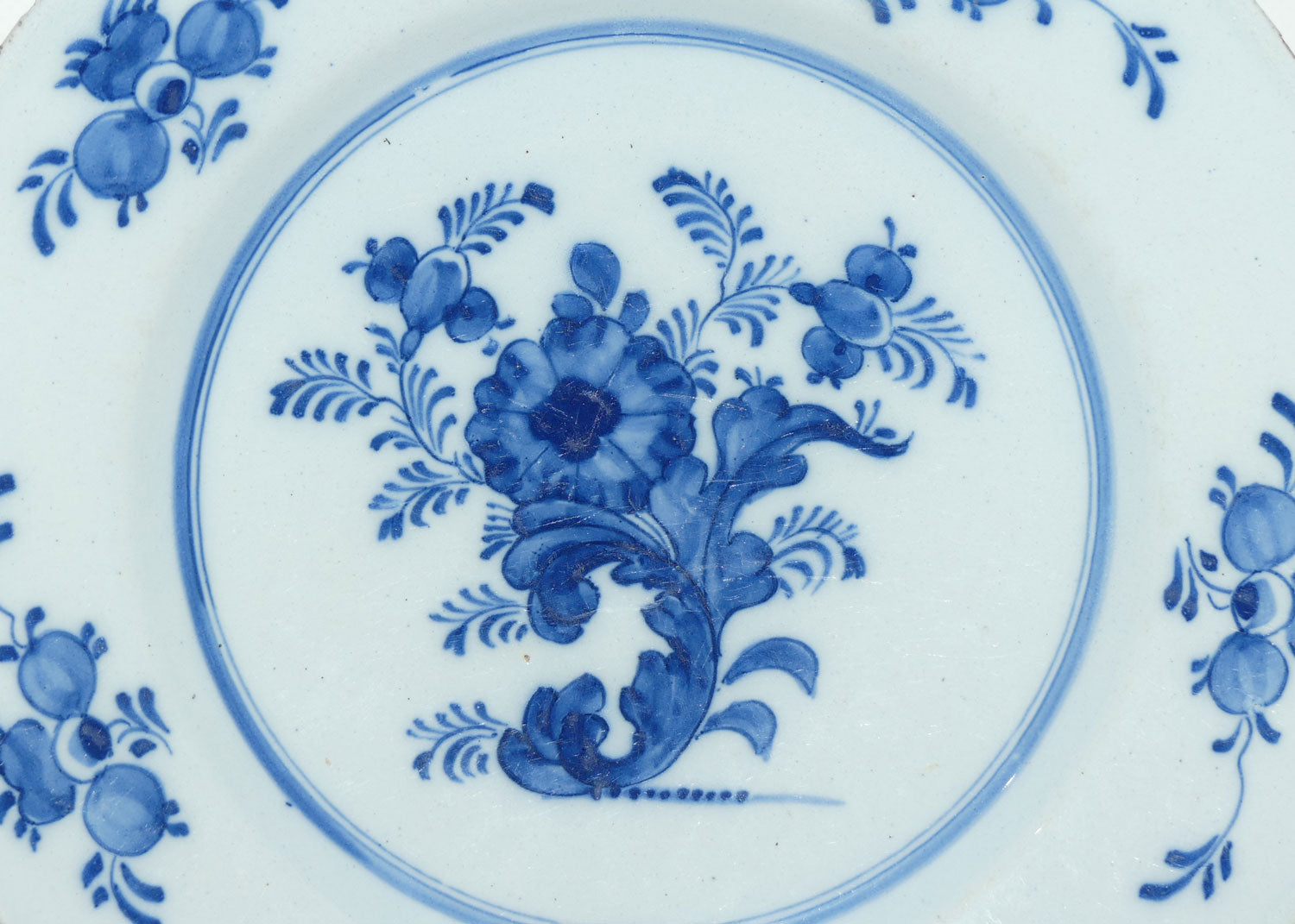 18th Century Antique Blue and White Tin-glazed earthenware plate | Blue and White Floral Decor