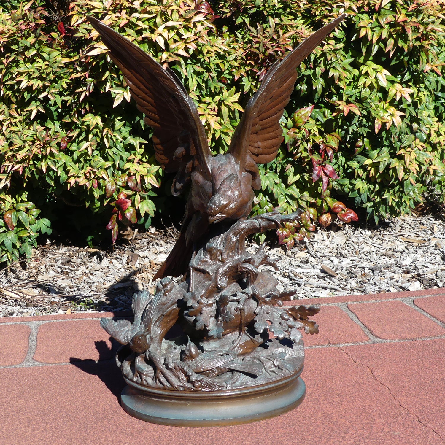 Bronze of an Eagle with Wings Outstretched and Egrets by Alphonse-Alexandre Arson
