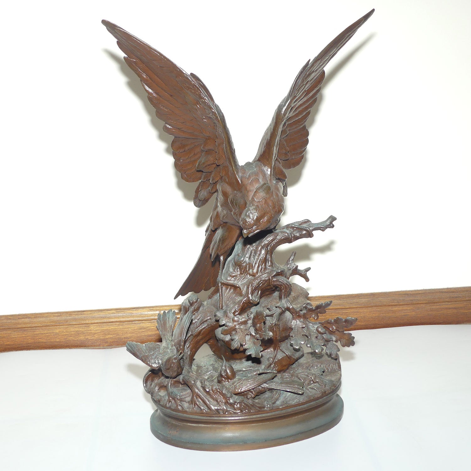 Bronze of an Eagle with Wings Outstretched and Egrets by Alphonse-Alexandre Arson