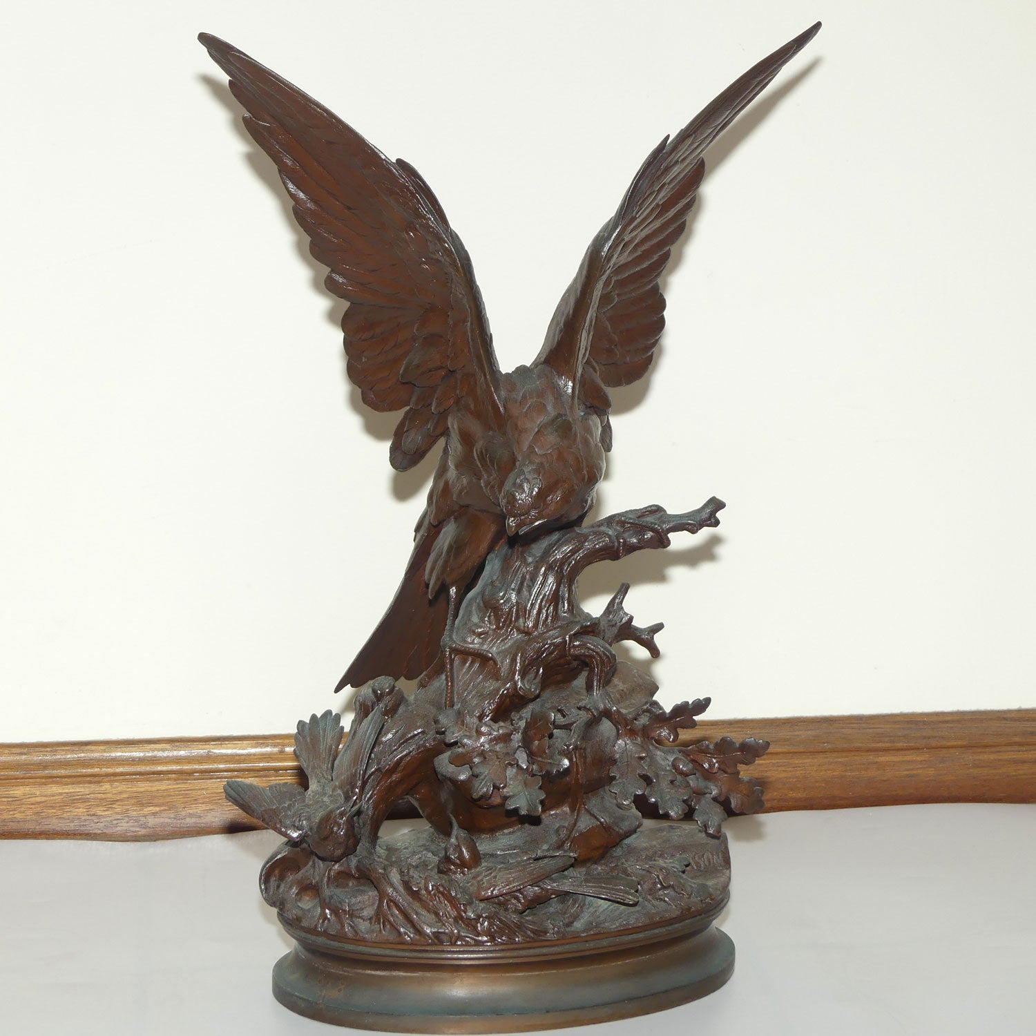 Bronze of an Eagle with Wings Outstretched and Egrets by Alphonse-Alexandre Arson