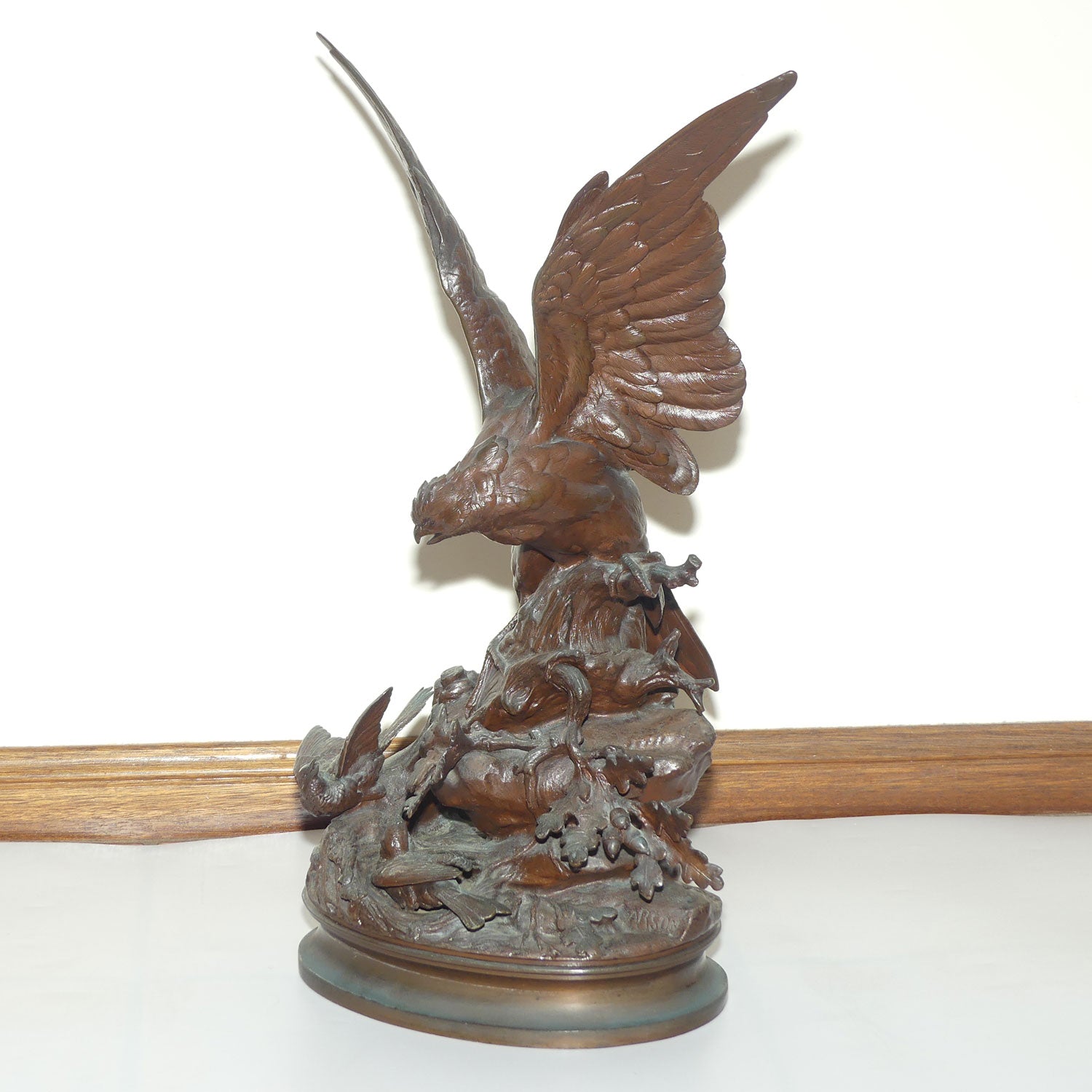 Bronze of an Eagle with Wings Outstretched and Egrets by Alphonse-Alexandre Arson