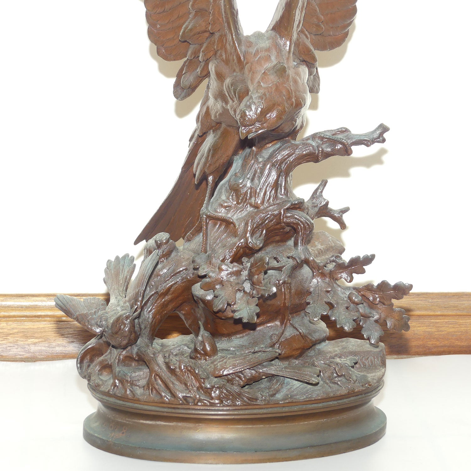 Bronze of an Eagle with Wings Outstretched and Egrets by Alphonse-Alexandre Arson