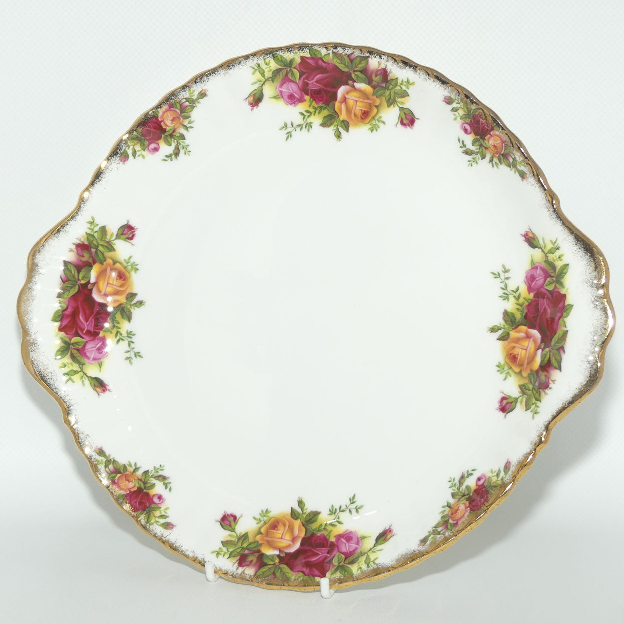 Royal Albert Bone China England Old Country Roses handled cake plate | early stamp