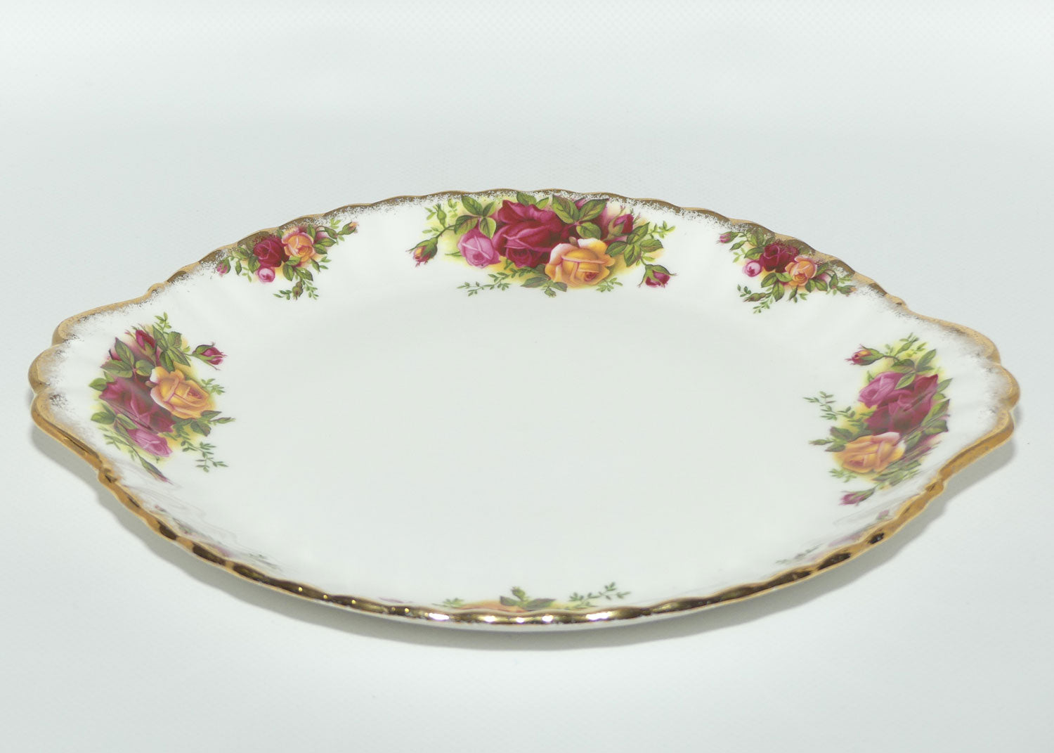 Royal Albert Bone China England Old Country Roses handled cake plate | early stamp