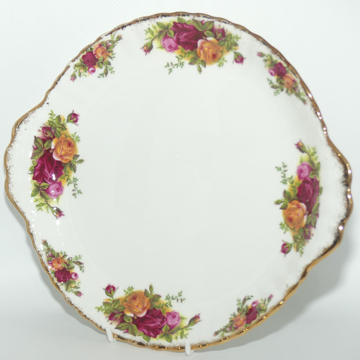 Royal Albert Bone China England Old Country Roses handled cake plate | early stamp | #2