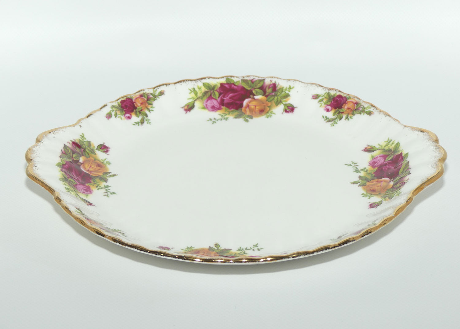 Royal Albert Bone China England Old Country Roses handled cake plate | early stamp | #2