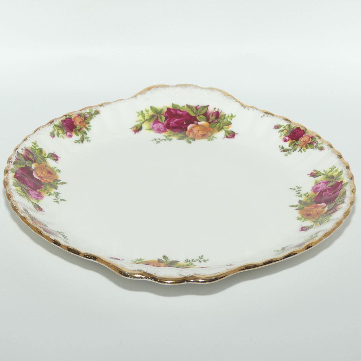 Royal Albert Bone China England Old Country Roses handled cake plate | early stamp | #2