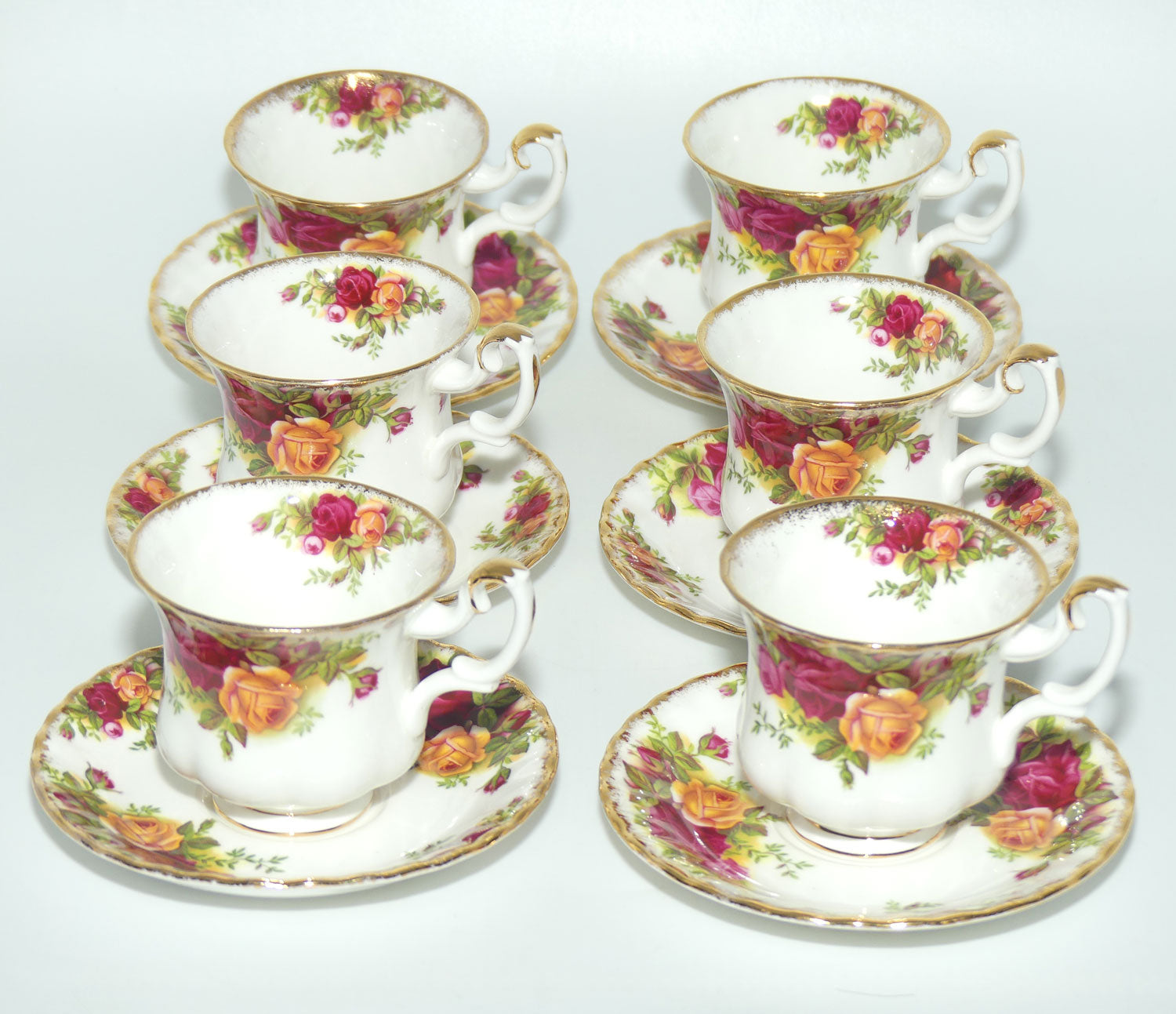 Royal Albert Bone China England Old Country Roses coffee duo set of 6 | Early stamp