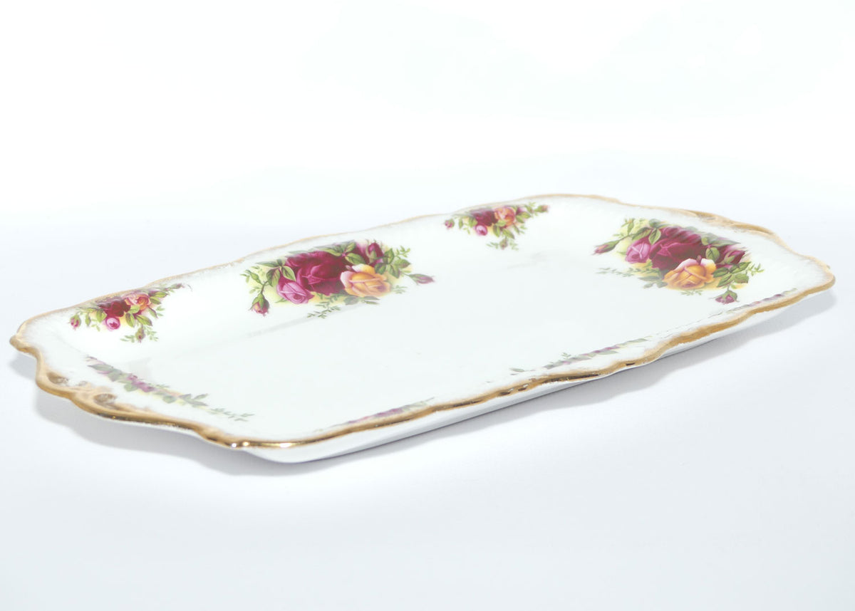 Royal Albert Bone China England Old Country Roses Rectangular Sandwich Tray | early backstamp | #2