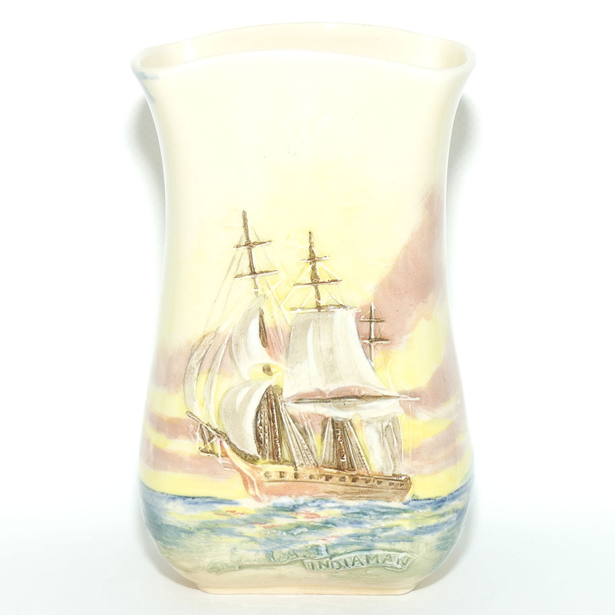 Royal Doulton Famous Ships East Indiaman tall flaired vase D5957