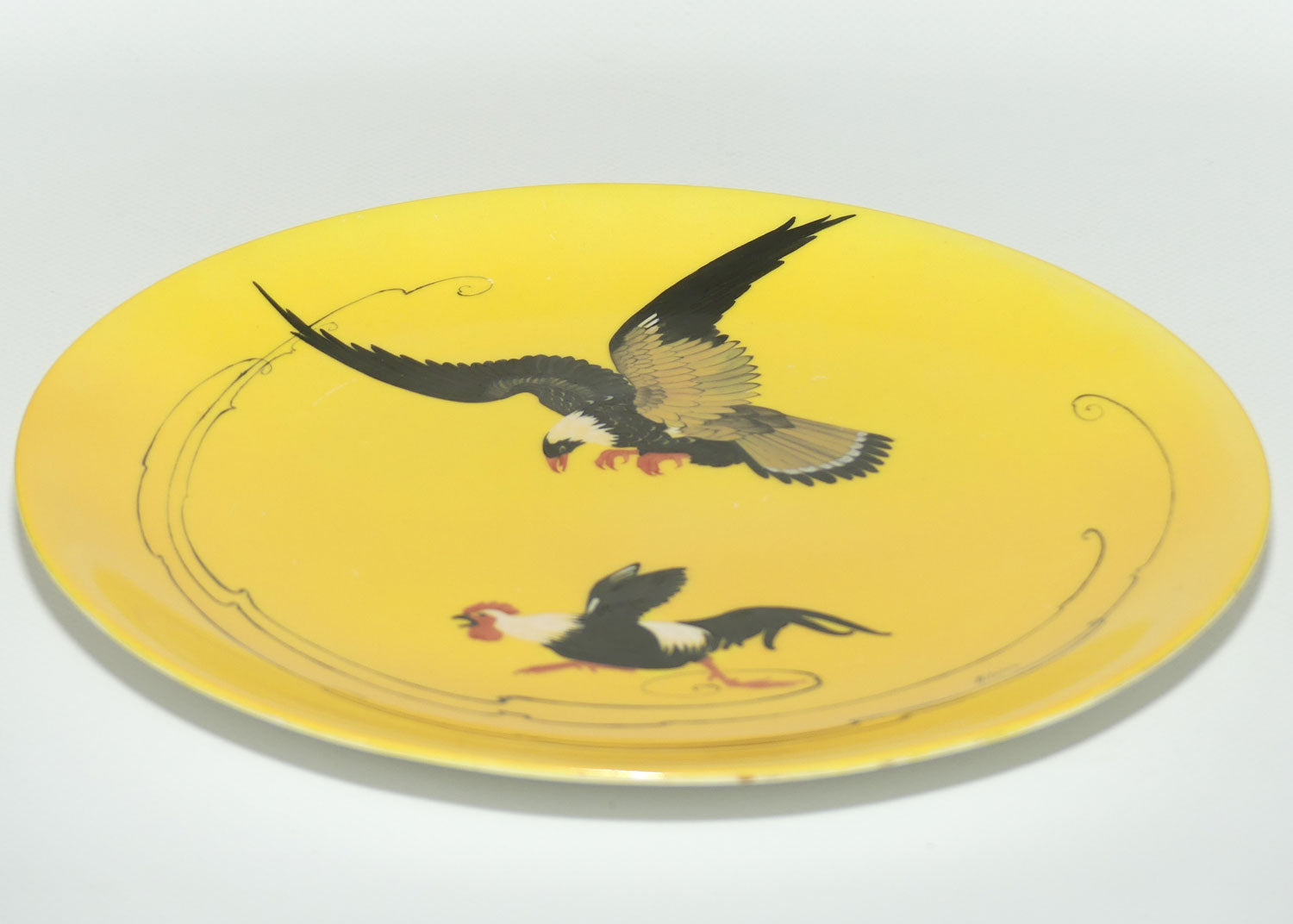 Royal Doulton hand painted Bird of Prey & Cockerel plate (Eaton)