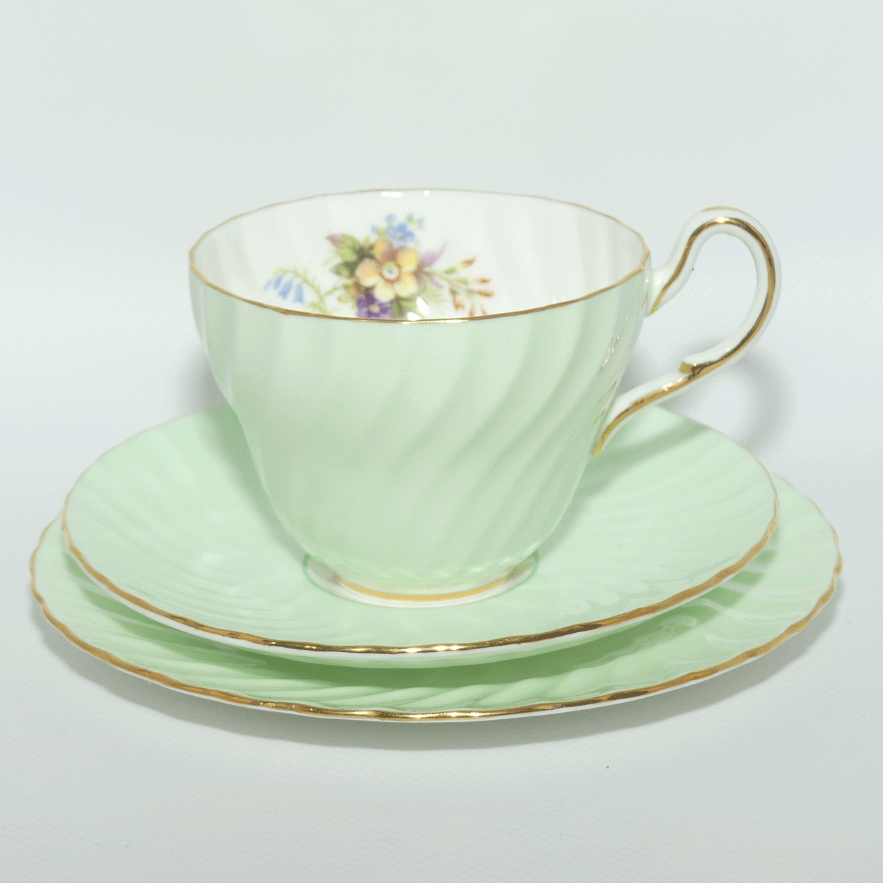 EB Foley Bone China Floral Spray trio | Light Green wash