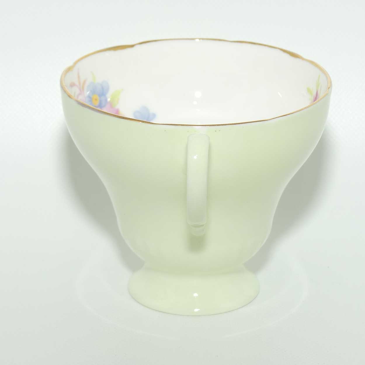 EB Foley Bone China Floral Spray trio | Light Green wash | Footed cup