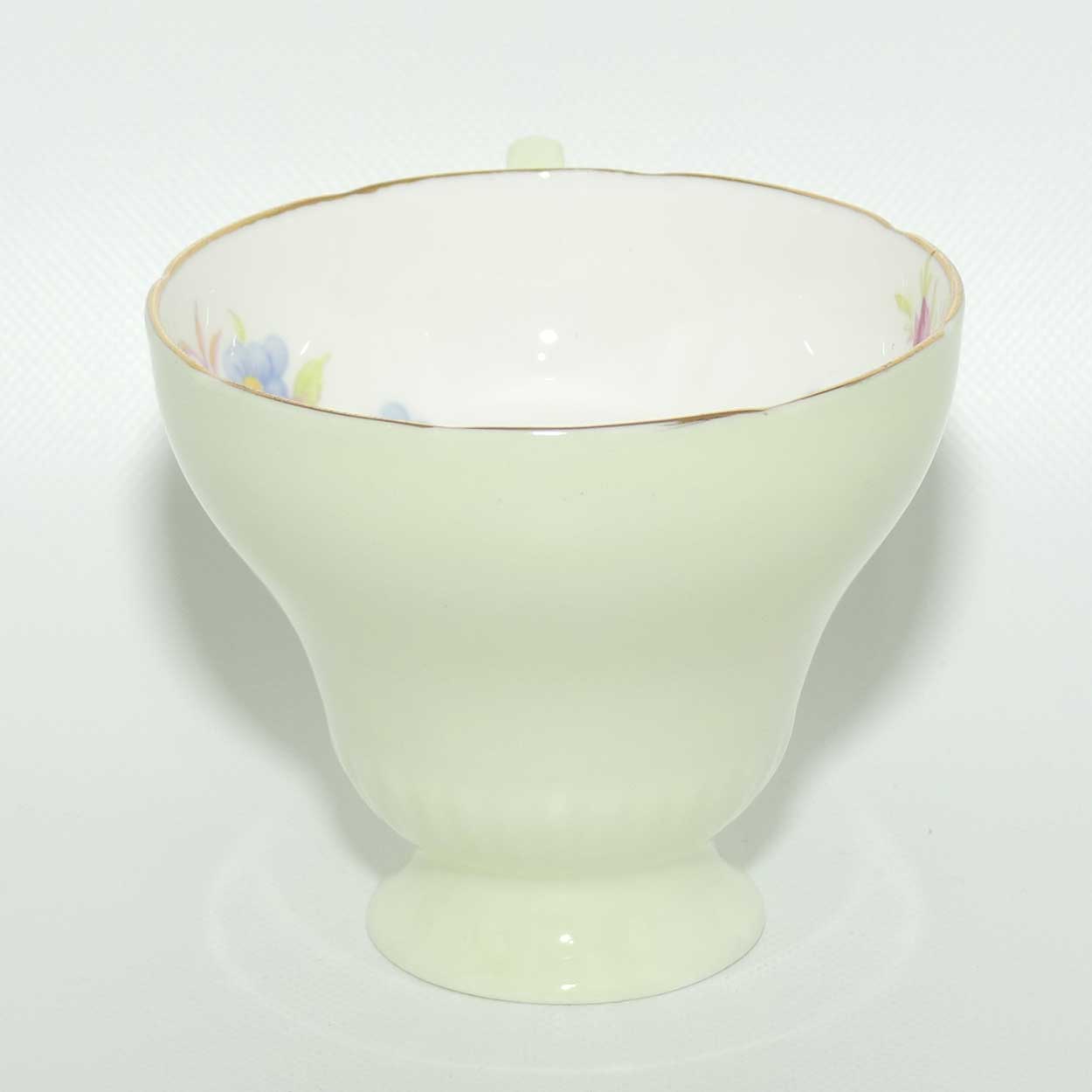 EB Foley Bone China Floral Spray trio | Light Green wash | Footed cup