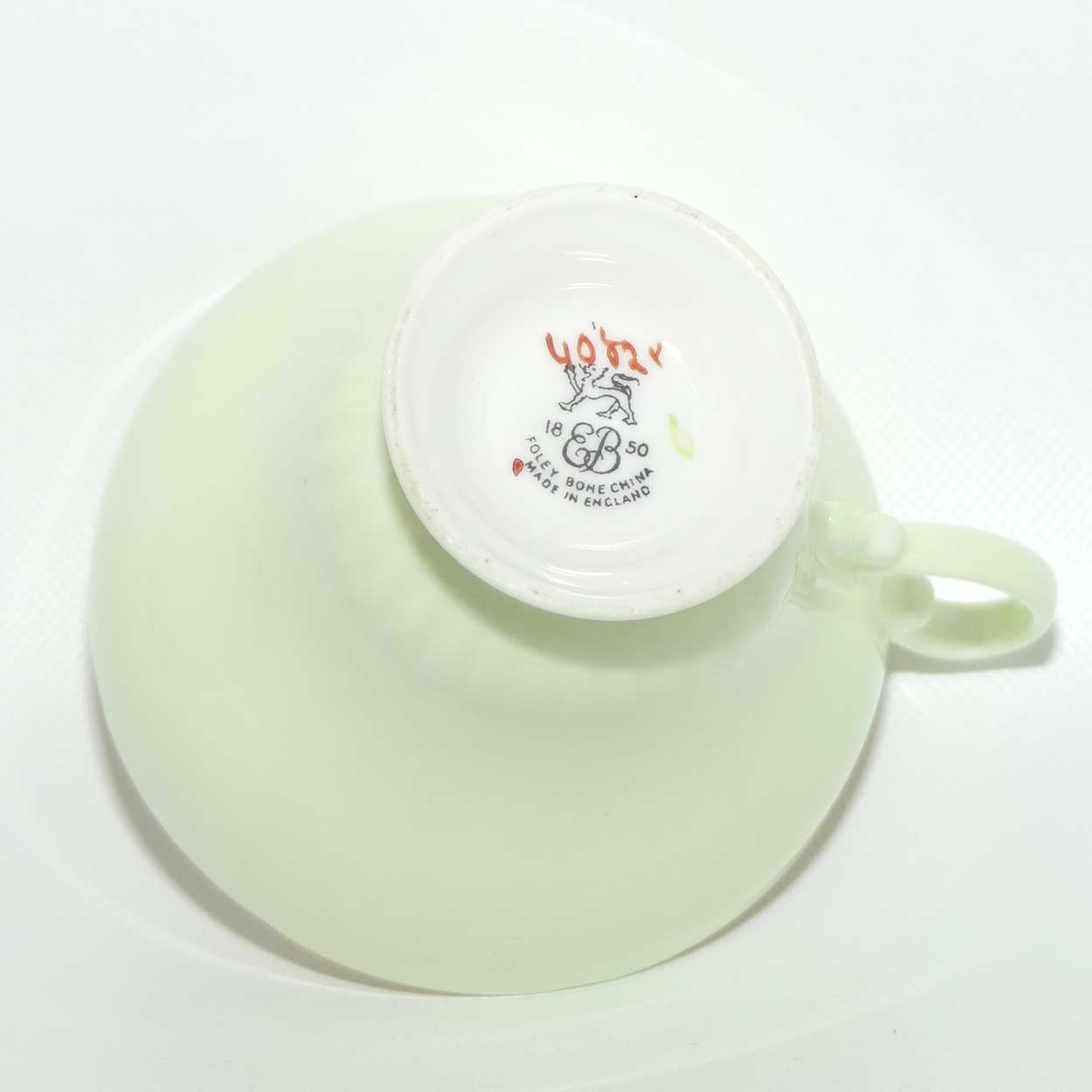 EB Foley Bone China Floral Spray trio | Light Green wash | Footed cup