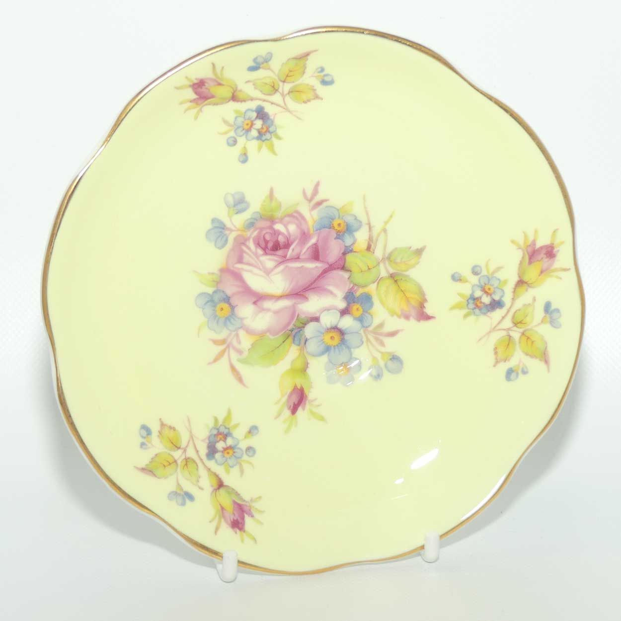 EB Foley Bone China Floral Spray trio | Buttercup Yellow wash | Footed cup
