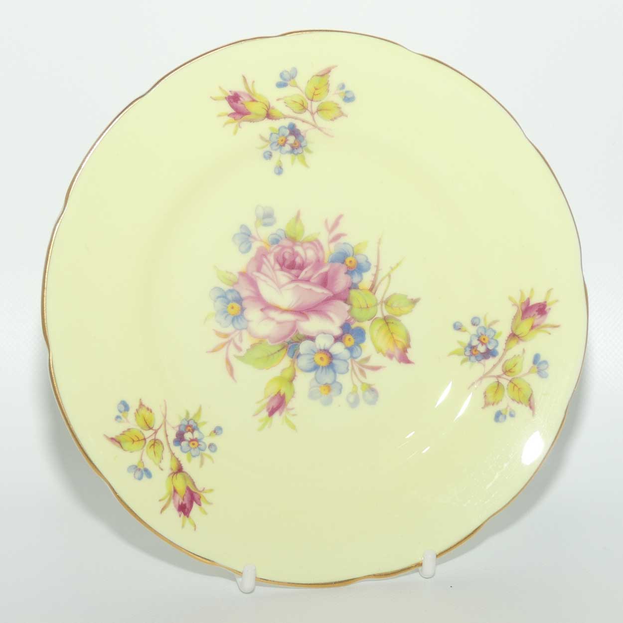 EB Foley Bone China Floral Spray trio | Buttercup Yellow wash | Footed cup