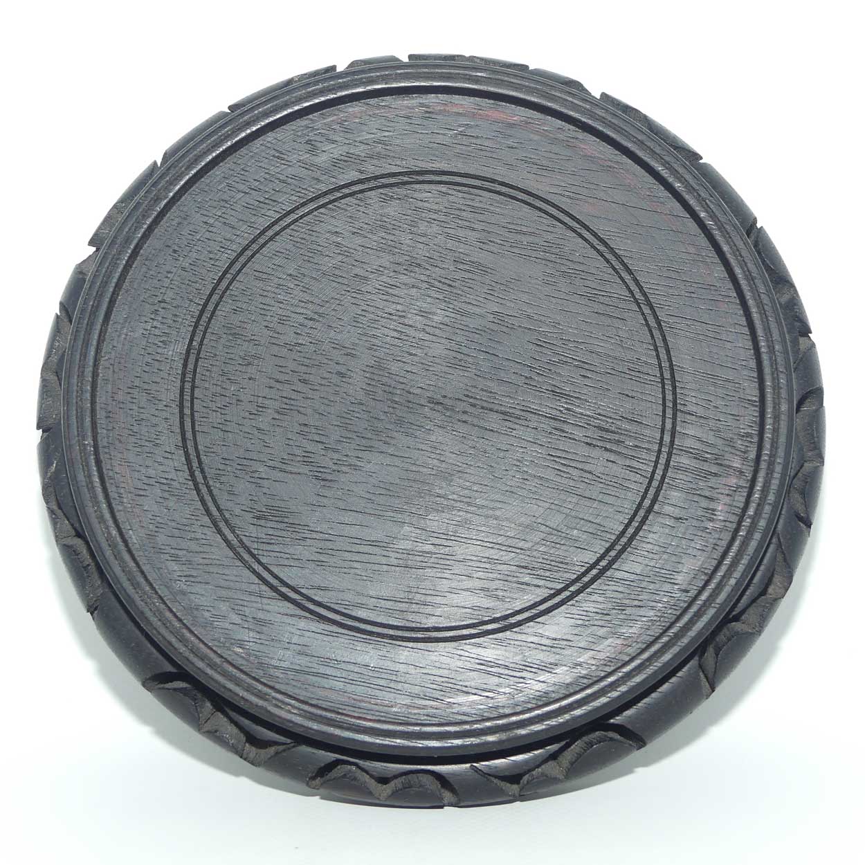 Ebonised Chinese carved vase stand | 18.5cm diam