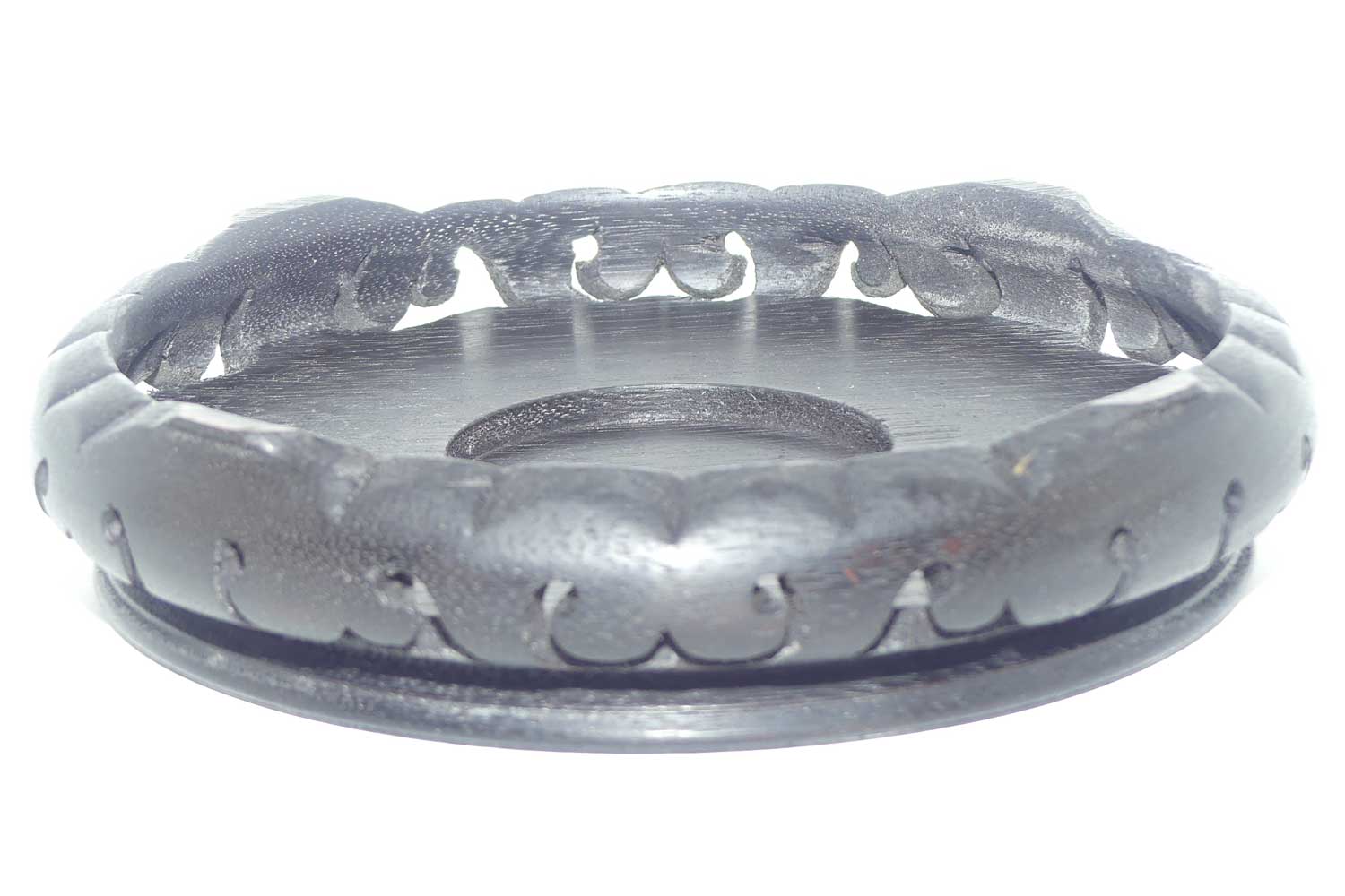 Ebonised Chinese carved vase stand | 18.5cm diam