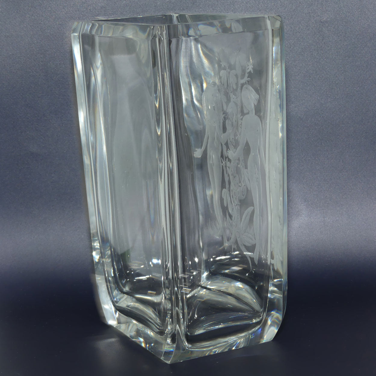 Kosta Sweden Engraved Adam and Eve | Garden of Eden vase by Elis Bergh