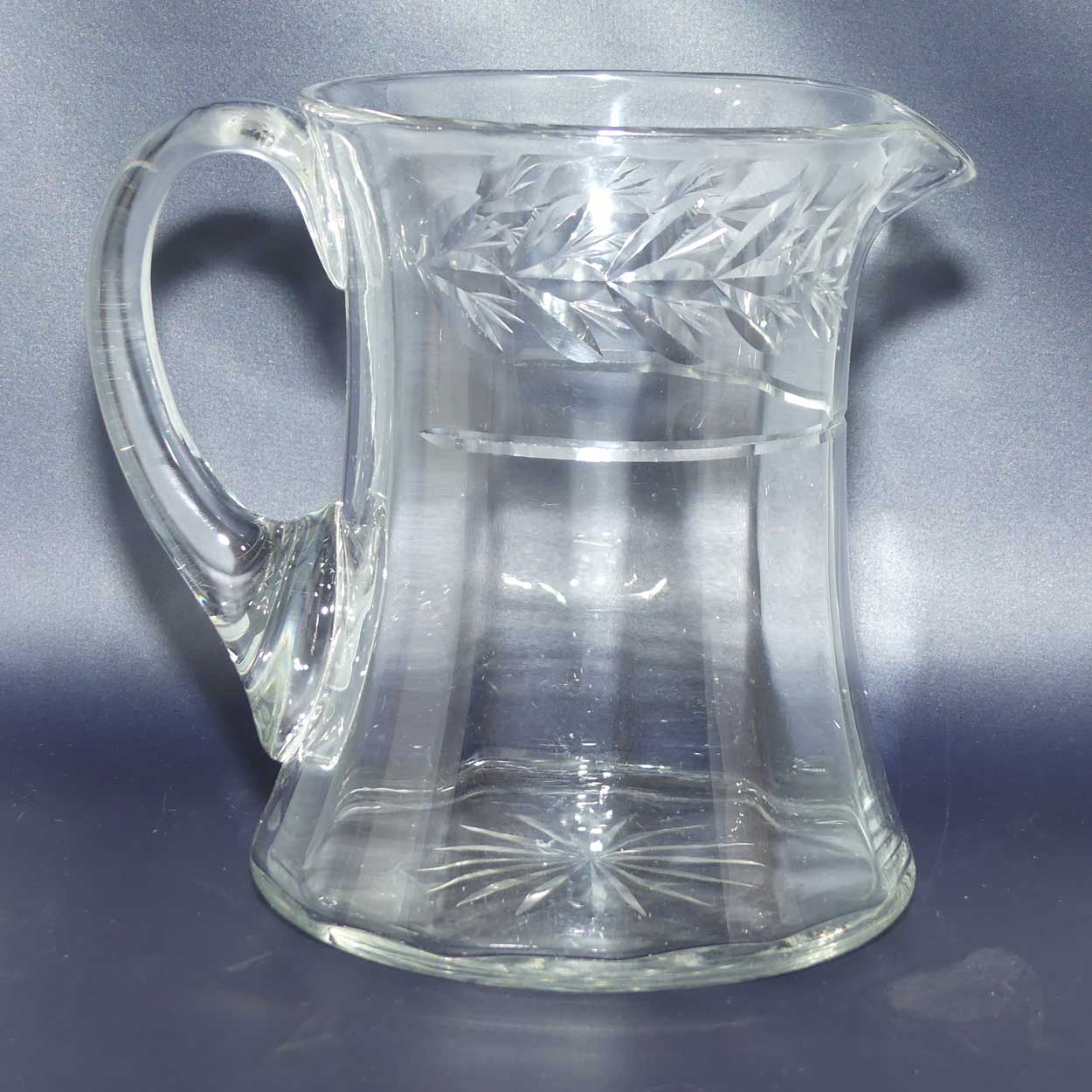 Edwardian era Cut Crystal waisted shape water jug